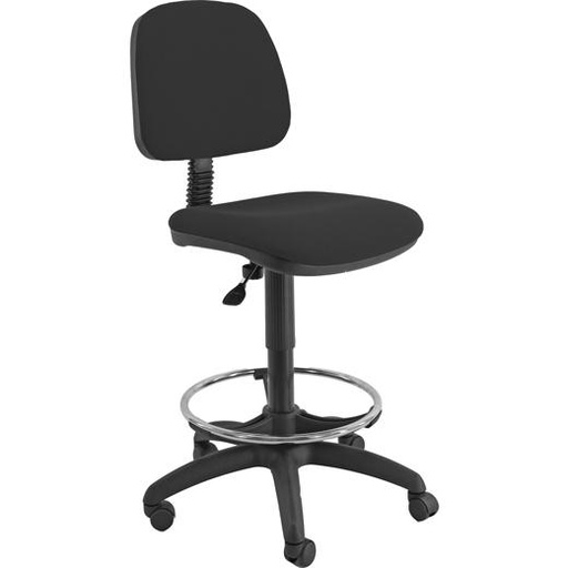 UNISIT - TABURETE ESOS E4S GIRATORIO REGULABLE C/RESPALDO REPOSAPIÉS TAPIZADO NEGRO (Ref.EOE4S)