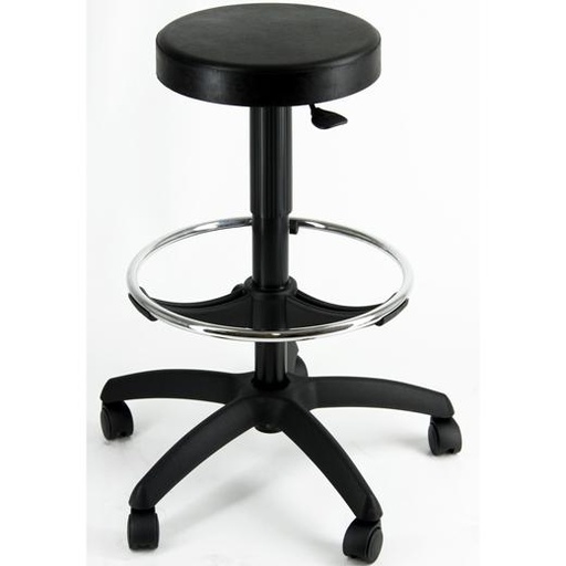 UNISIT - TABURETE ESOS GIRATORIO REGULABLE C/REPOSAPIÉS POLIURETANO NEGRO (Ref.EOE13)