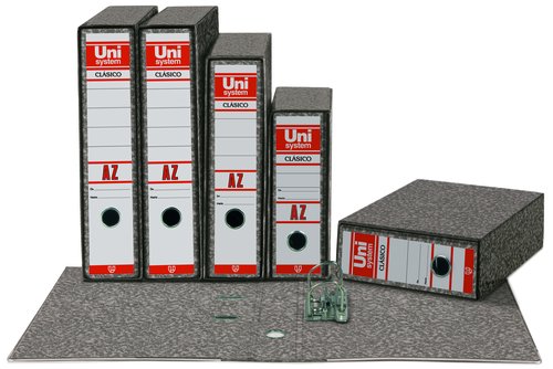 UNISYSTEM - ARCHIVADOR palanca CLASICO CARTON sin RADO 4º NATURAL 65mm GRIS (Ref.7489071)
