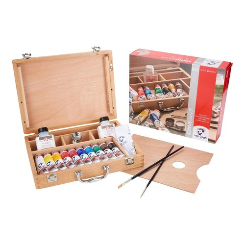 VAN GOGH - TALENS SET DE PINTURA ACRÍLICA CON 10 TUBOS DE 40ML + ACCESORIOS C/SURTIDOS -CAJA DE MADERA- (Ref.22840513)
