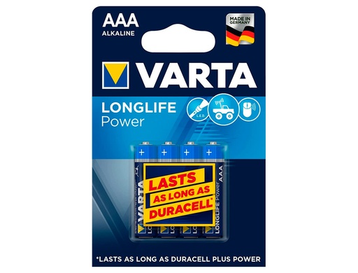 VARTA - PILA ALCALINA LONGLIFE POWER AAA TIPO LR-03 BLISTER DE 4 UNIDADES (Ref.AAA-4903)