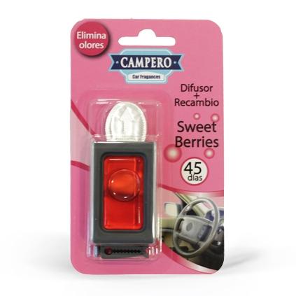 VINFER - AMBIENTADOR MEMBRANA COCHE CAMPERO CAR FRAGANCES DIFUSOR + RECAMBIO FRUTOS ROJOS (Ref.A501300003)