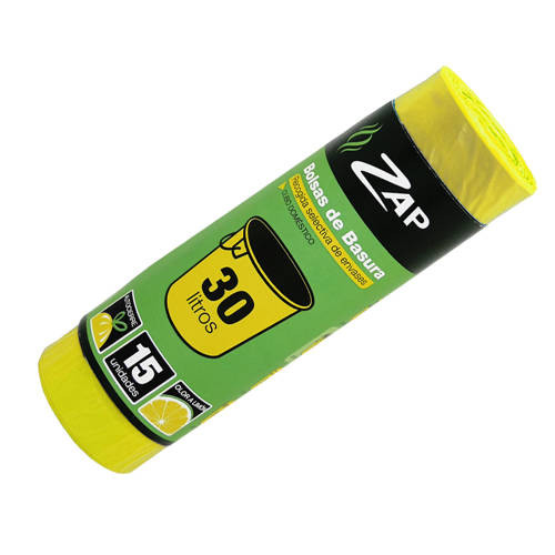 ZAP - ROLLO 15 UNIDADES BOLSA BASURA AMARILLO OLOR LIMON 30 LITROS (Ref.320185)