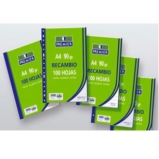 ZORRILLA - RECAMBIO 100 HOJAS FOLIO 4 TALADROS 90GR CUADROS 4X4 PAPEL BLANCO (Ref.C515-A4-90)