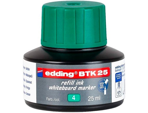 [1233426] EDDING - Tinta recarga marcadores pizarra BTK 25 25 ml verde (Ref.T25-04)