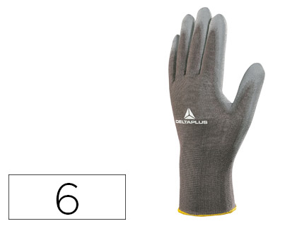 [2075850] DELTAPLUS - GUANTE POLIESTER ANTIDESLIZANTE LAVABLE ESPECIAL PARA MANIPULACION Y MANUTENCION GRIS TALLA 6 (Ref.VE702PG-06)