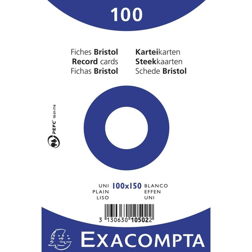 [1711798] EXACOMPTA - Ficheros Caja 100 ud 100X150 Liso (Ref.10502E)