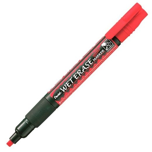 [1152440] PENTEL - Marcador pizarra vidrio Wet eraser SMW26 Trazo 2-4mm Punta biselada Tiza liquida Rojo SMW26 B (Ref.SMW26-B)