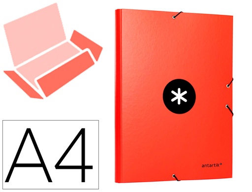 [2087161] ANTARTIK - CARPETA LIDERPAPEL GOMAS A4 3 SOLAPAS Cartón FORRADO COLOR ROJA (Ref.AW16)