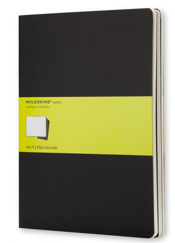 [2076483] MOLESKINE - CUADERNO TAPA DURA LISO 120 HOJAS CON 16 HOJAS DESMONTABLES COLOR NEGRO PACK DE 3 UNIDADES 190X250 MM (Ref.QP323)