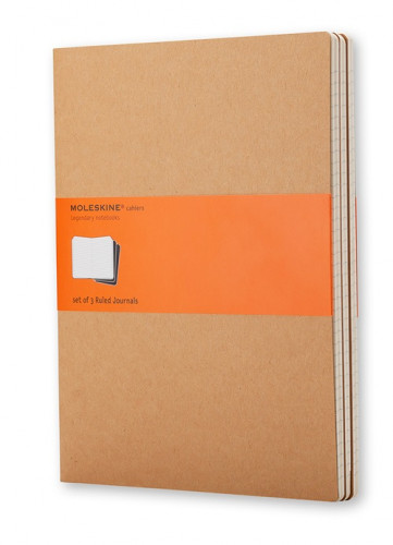 [2076488] MOLESKINE - CUADERNO TAPA DURA RAYADO HORIZONTAL 80 HOJAS 16 HOJAS DESMONTABLES COLOR KRAFTPACK DE 3 UNIDADES 130X210 MM (Ref.QP416)