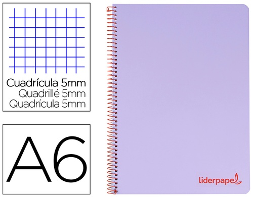 [2029641] LIDERPAPEL - CUADERNO ESPIRAL A6 MICRO THINK TAPA PLASTICO 140H 80 GR CUADRO 5MM 4 BANDAS VIOLETA (Ref.BD14)