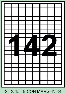 [142] ETIQUETAS ADHESIVAS A4 - 23x15mm - Caja 500 hojas - (Ref.142)