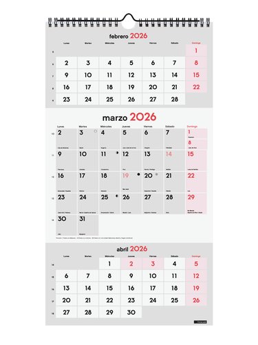 [781580026] FINOCAM - CALENDARIO DE PARED 3 MESES VISTA 236x430 (Ref.781580026)