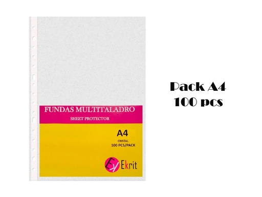 [SSP-100-80A] EKRIT - FUNDA MULTITALADRO A4 - 16 - PP - CRISTAL  - 80 MICRAS - BOLSA 100u (Ref.SSP-100-80A)