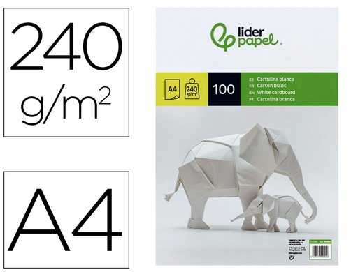 [CT21] LIDERPAPEL - Cartulina Blanca A4 - 240gr. - Paq. 100h (Ref.CT21)