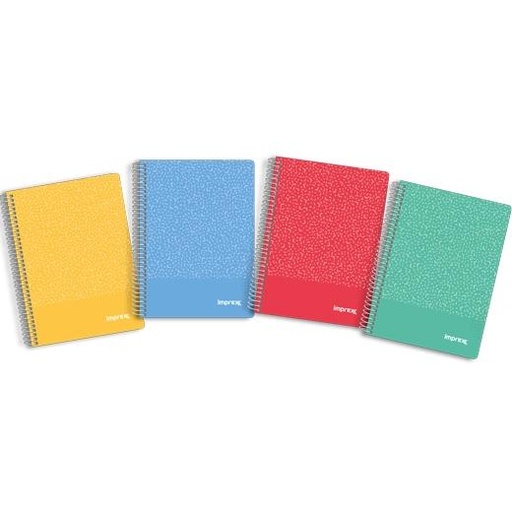 [IMP0118] IMPREX - PACK 4 CUADERNOS ESPIRAL A5 TAPA PP - 80h - 90gr CUADRICULA 4x4mm (Ref.IMP0118)