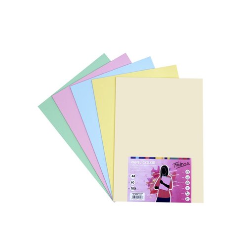[16248] FABRISA - PAQUETE 100h PAPEL A3 COLOR SURTIDO PASTEL - 80g (Ref.16248)